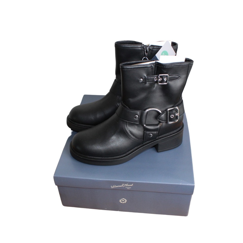 Universal Thread Women's Connor Harness Black Buckle Ankle Boots NEW Sz 8.5